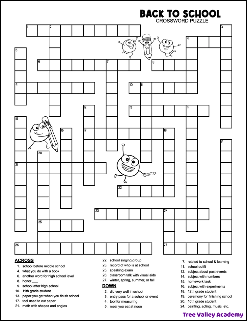 Crossword Puzzles Free Printable Kids