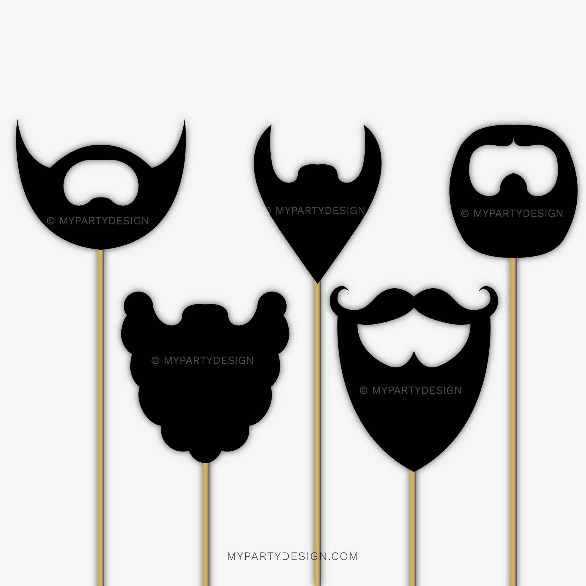 Beards Photo Booth Props Printable PDF My Party Design