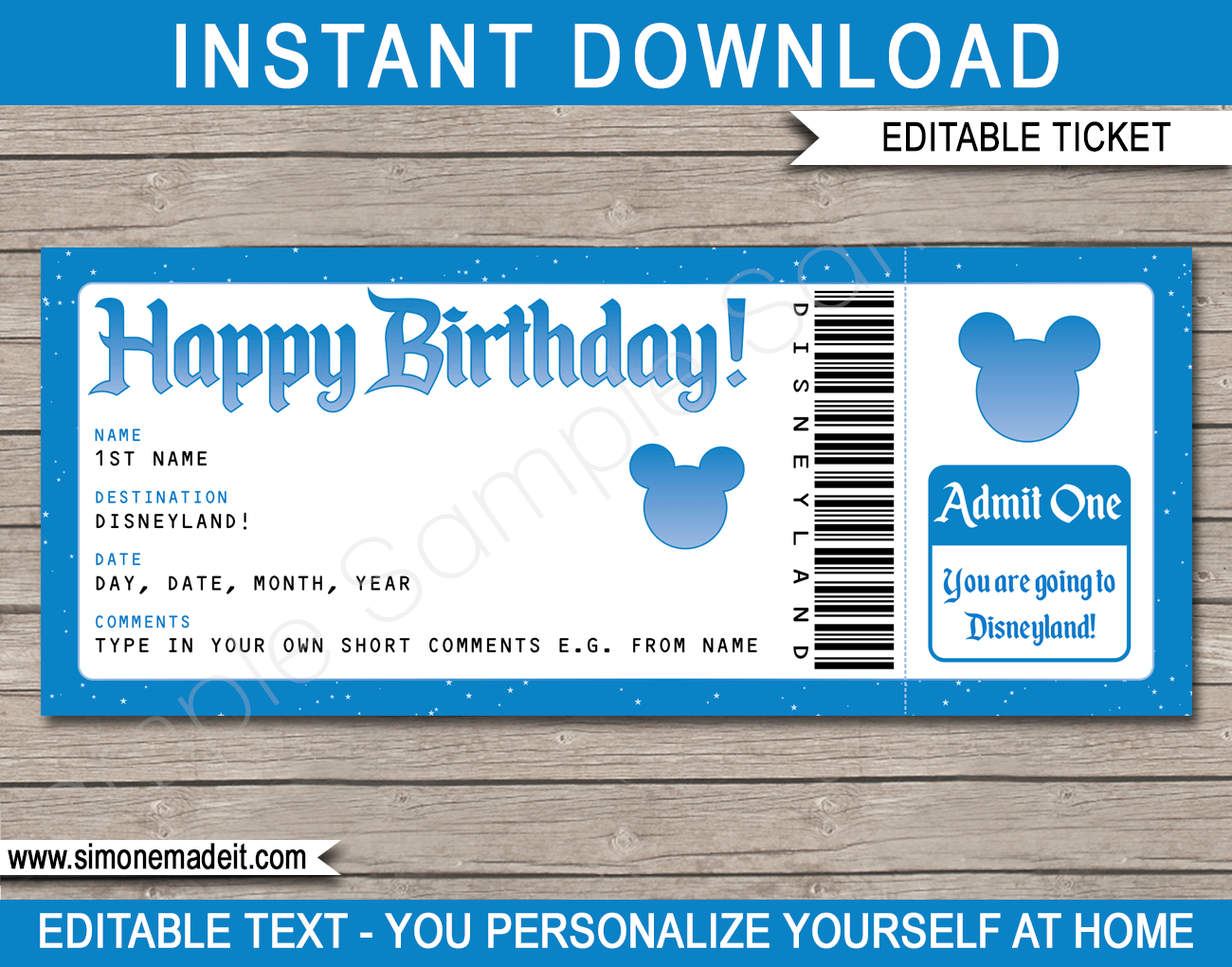 Disney Ticket Printable