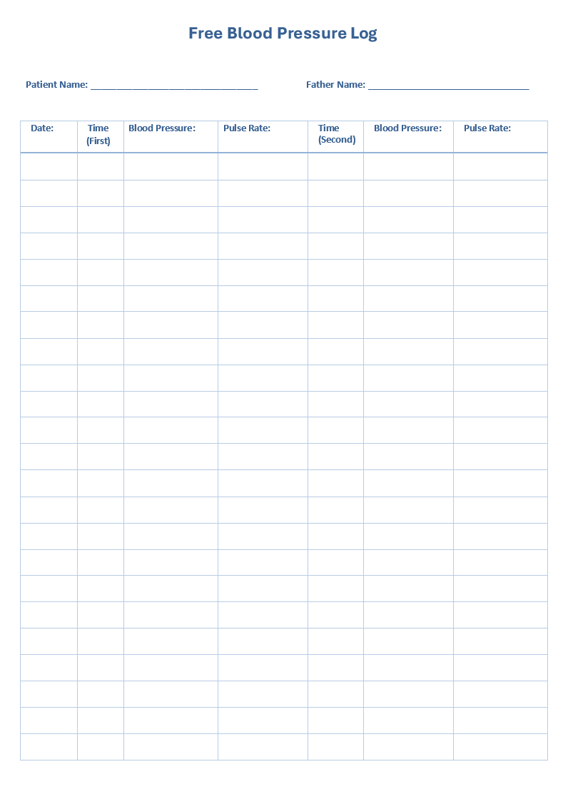 Free Printable Blood Pressure Log