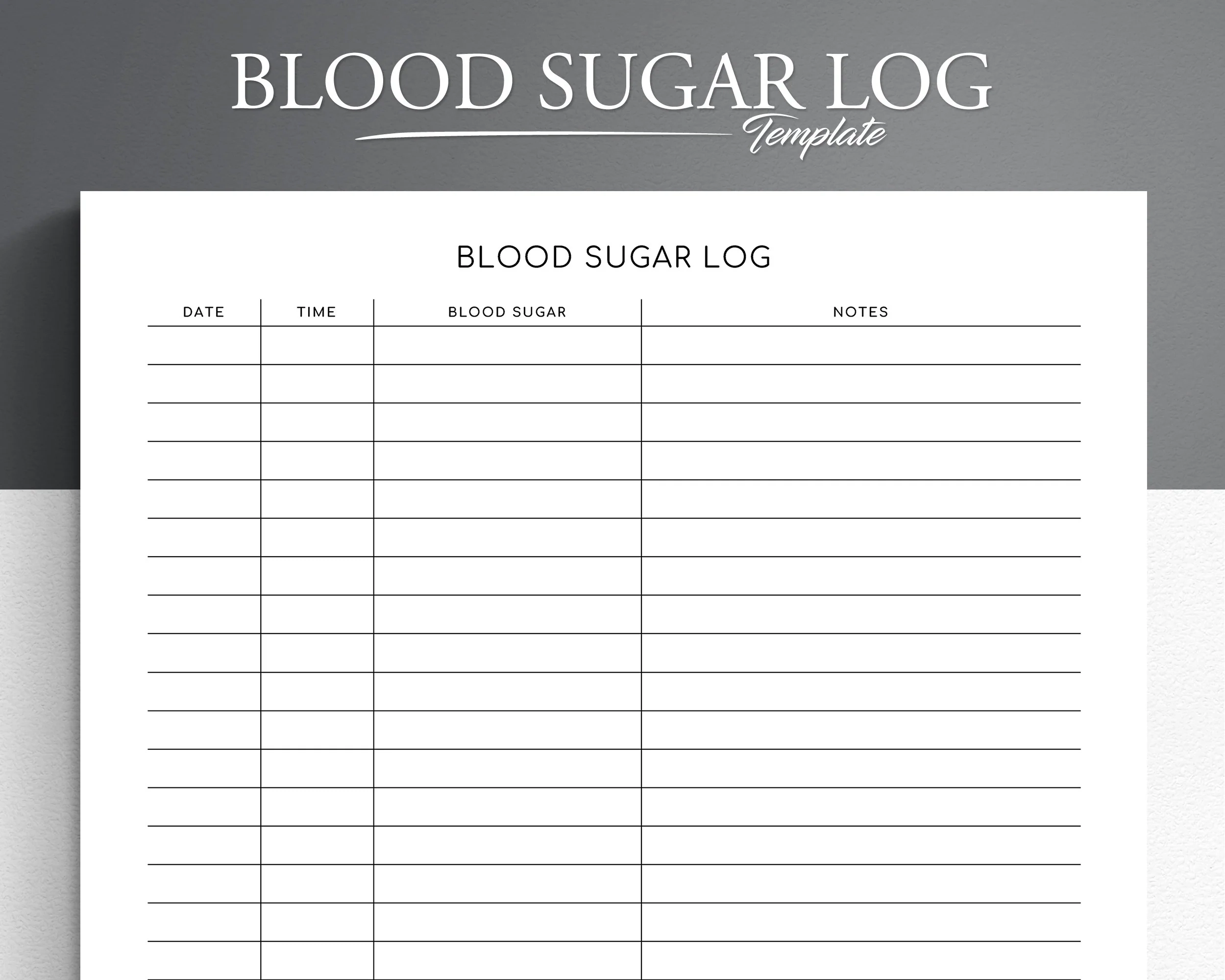 Blood Sugar Logs Printable