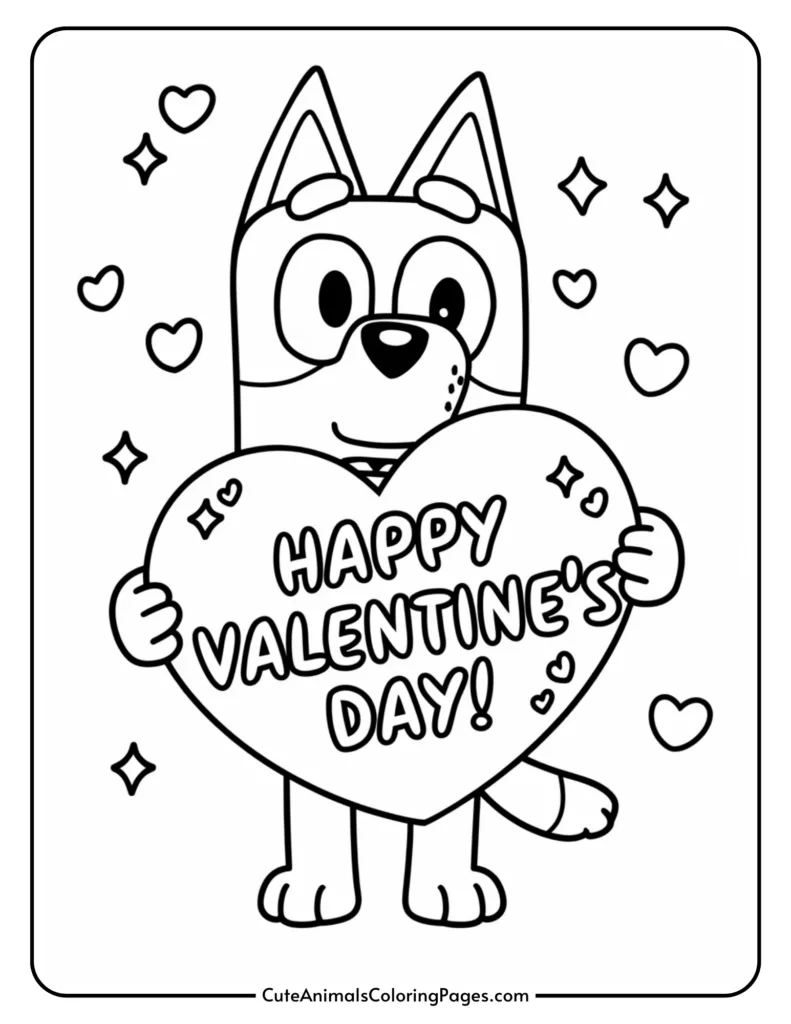 Bluey Valentines Coloring Pages 6 Free Printable PDF Pages 