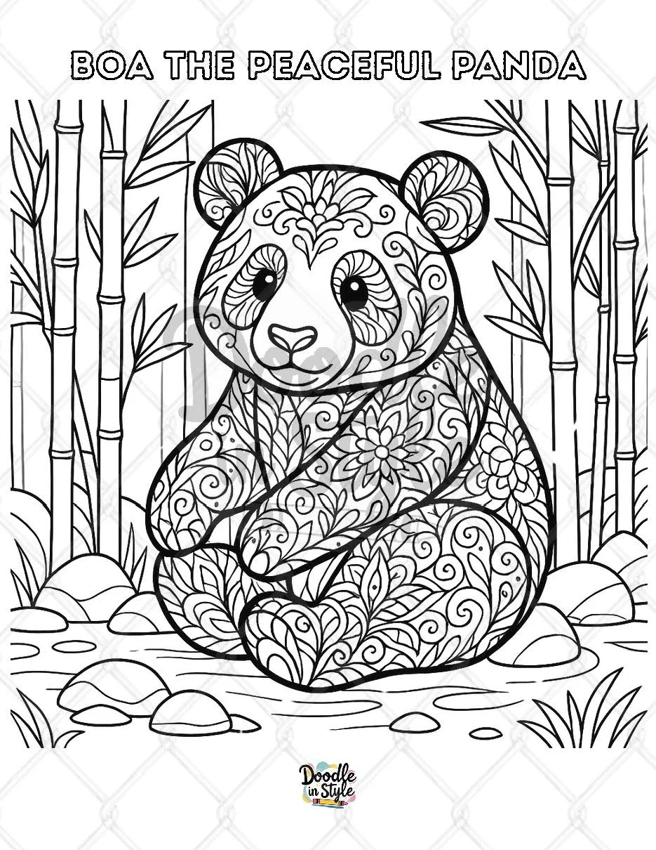 Boa The Peaceful Panda Bamboo Grove Printable Coloring Page For Kids amp Adults