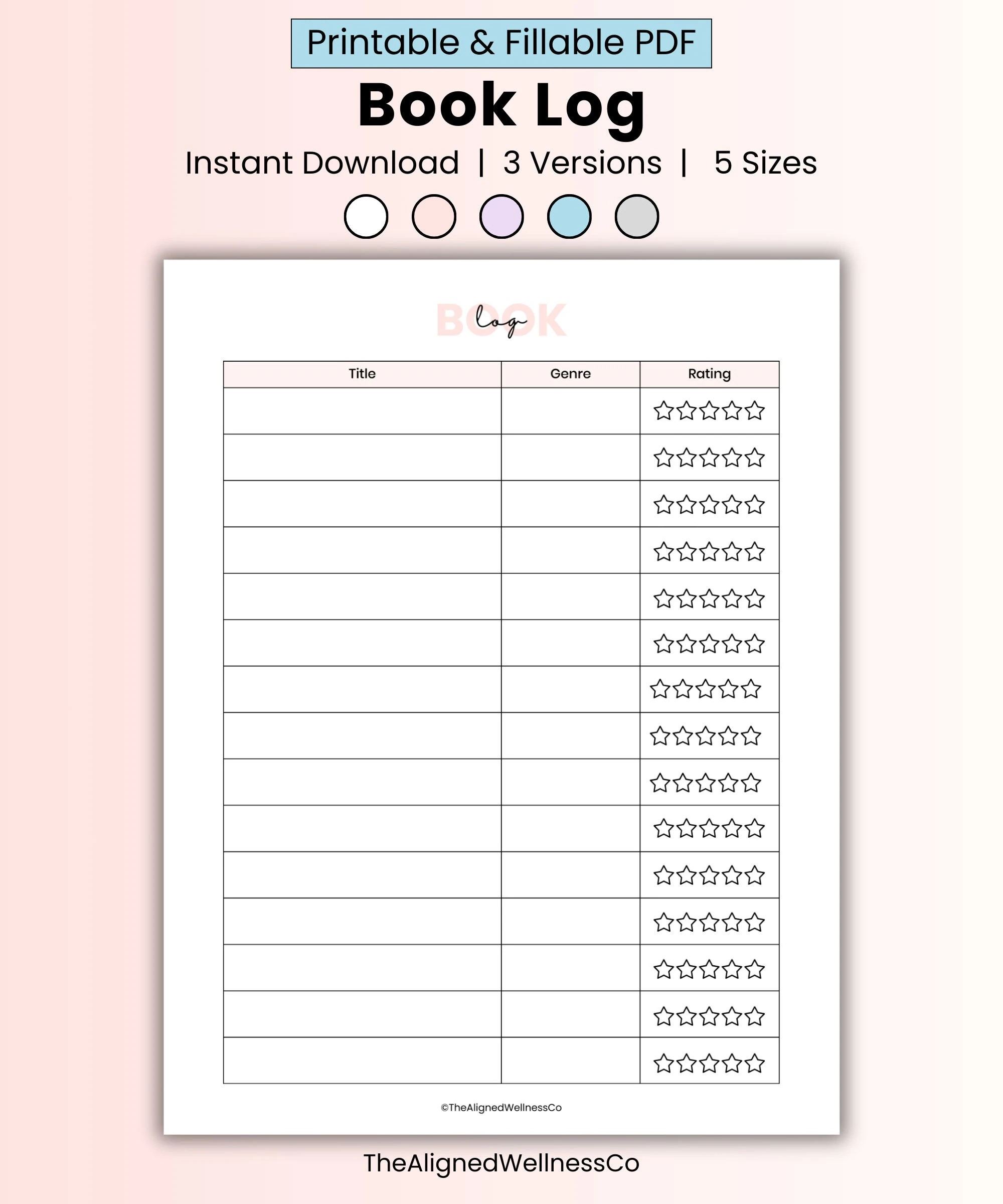 Book Log Template Printable Book Review Printable Goodnote Book 