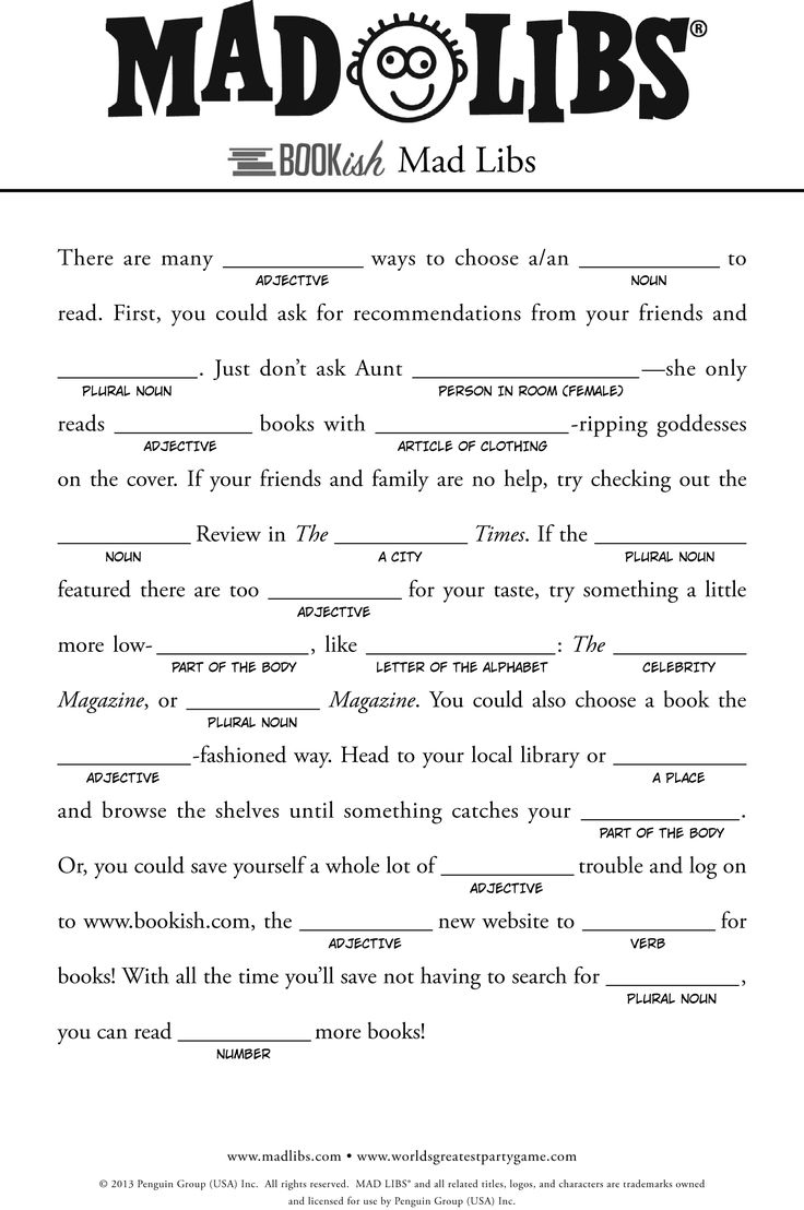 Free Printable Mad Libs