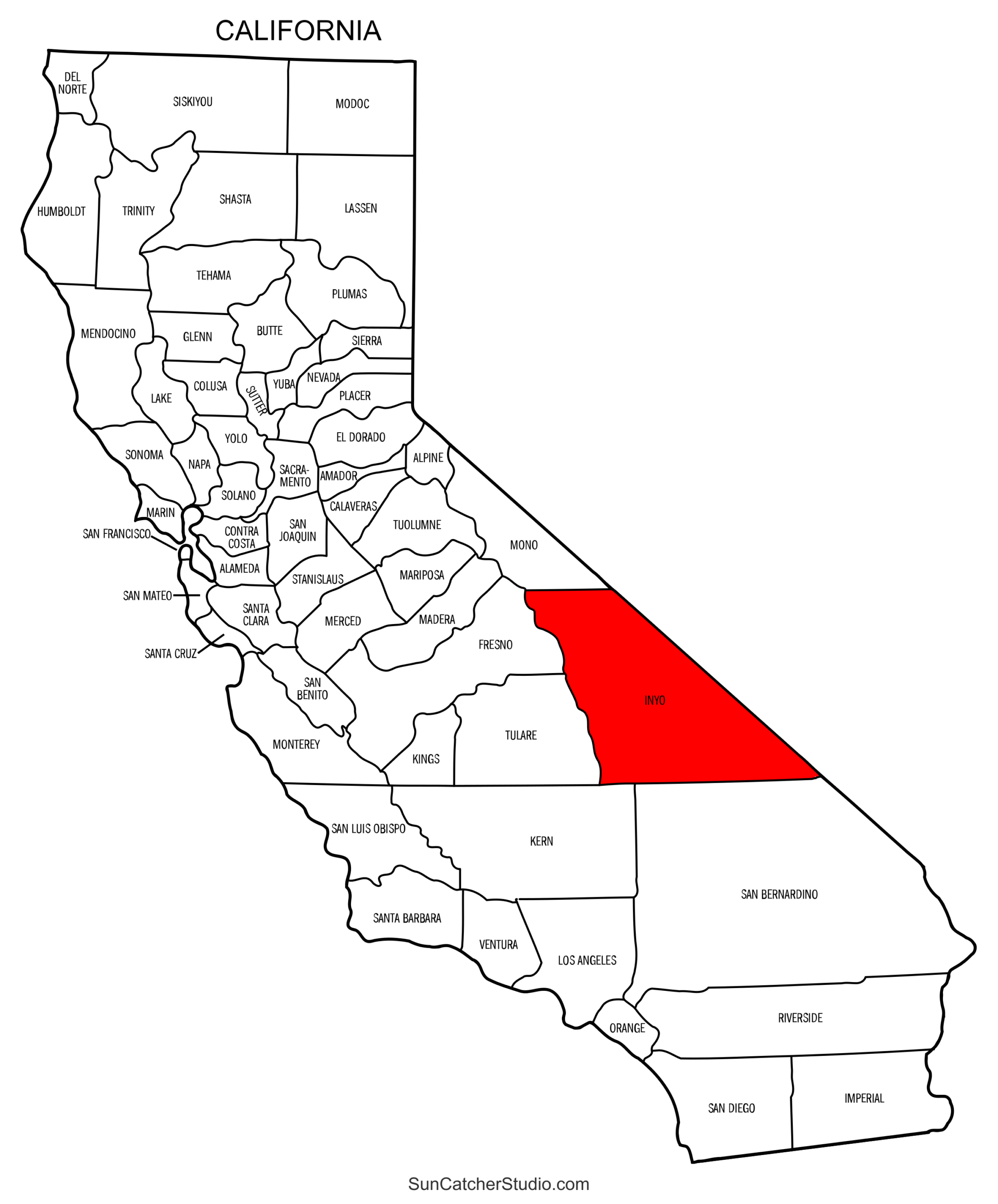 Printable California County Map