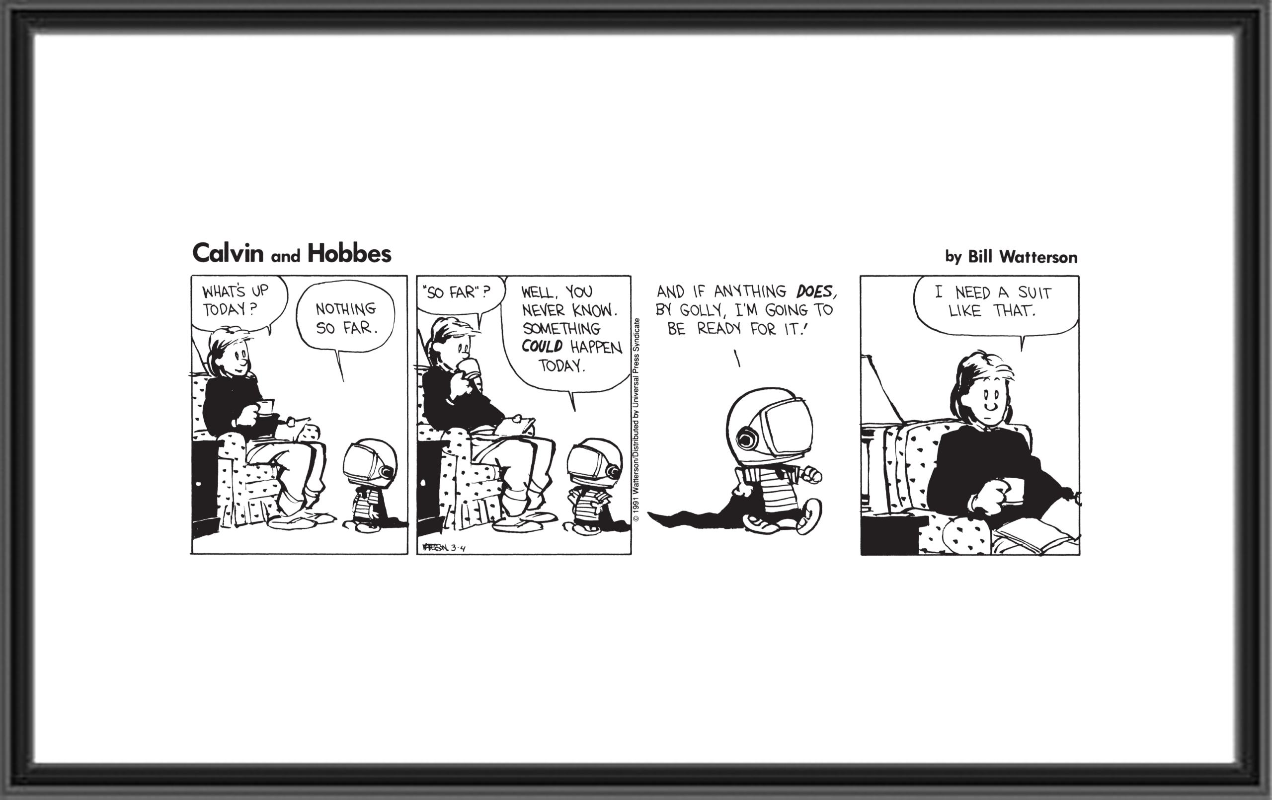 Calvin And Hobbes Ready For Anything March 4th 1991 Comic Art Print