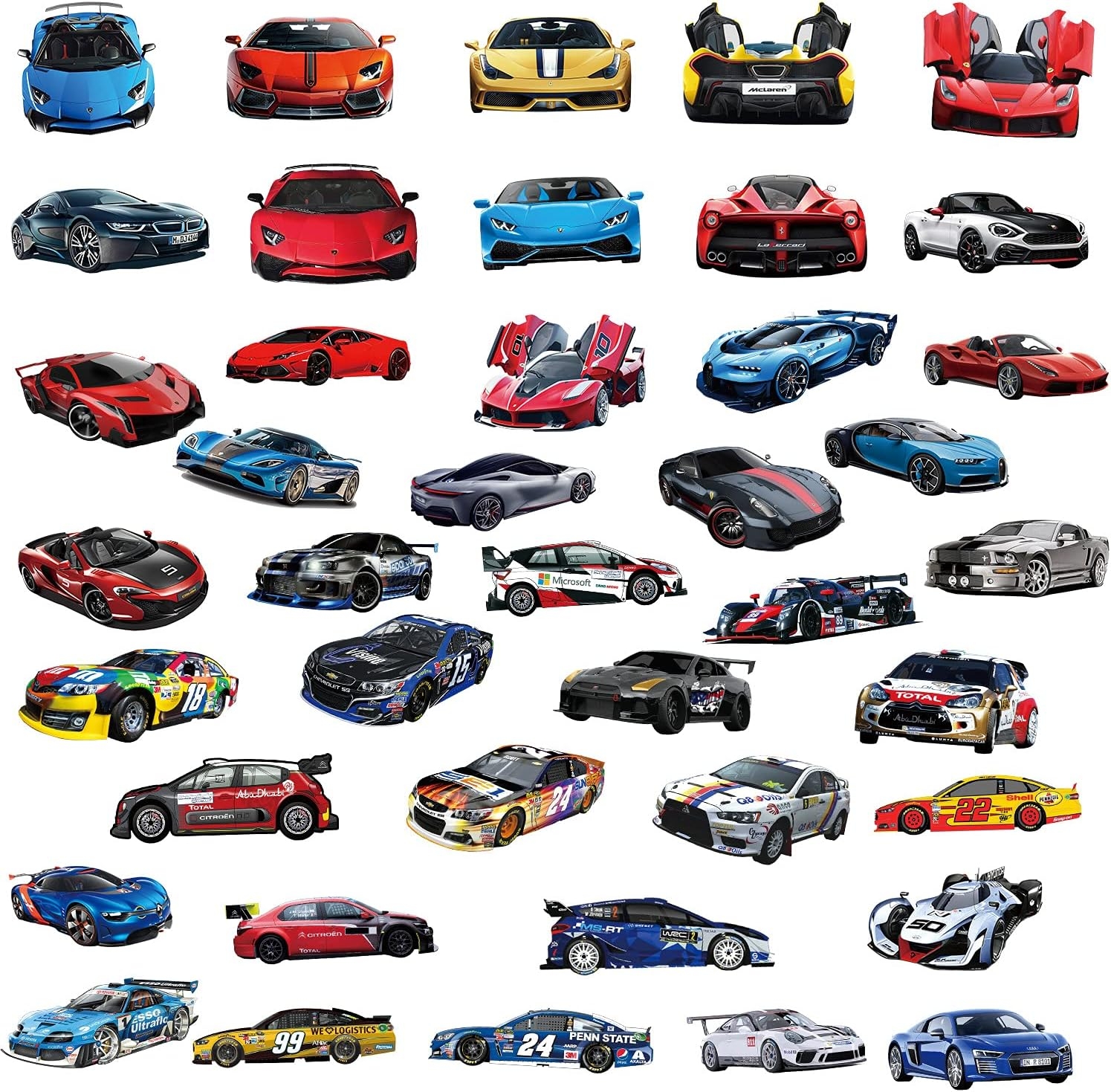 Car Theme Party Favors 100pcs Race Car Vinyl Stickers Waterproof 