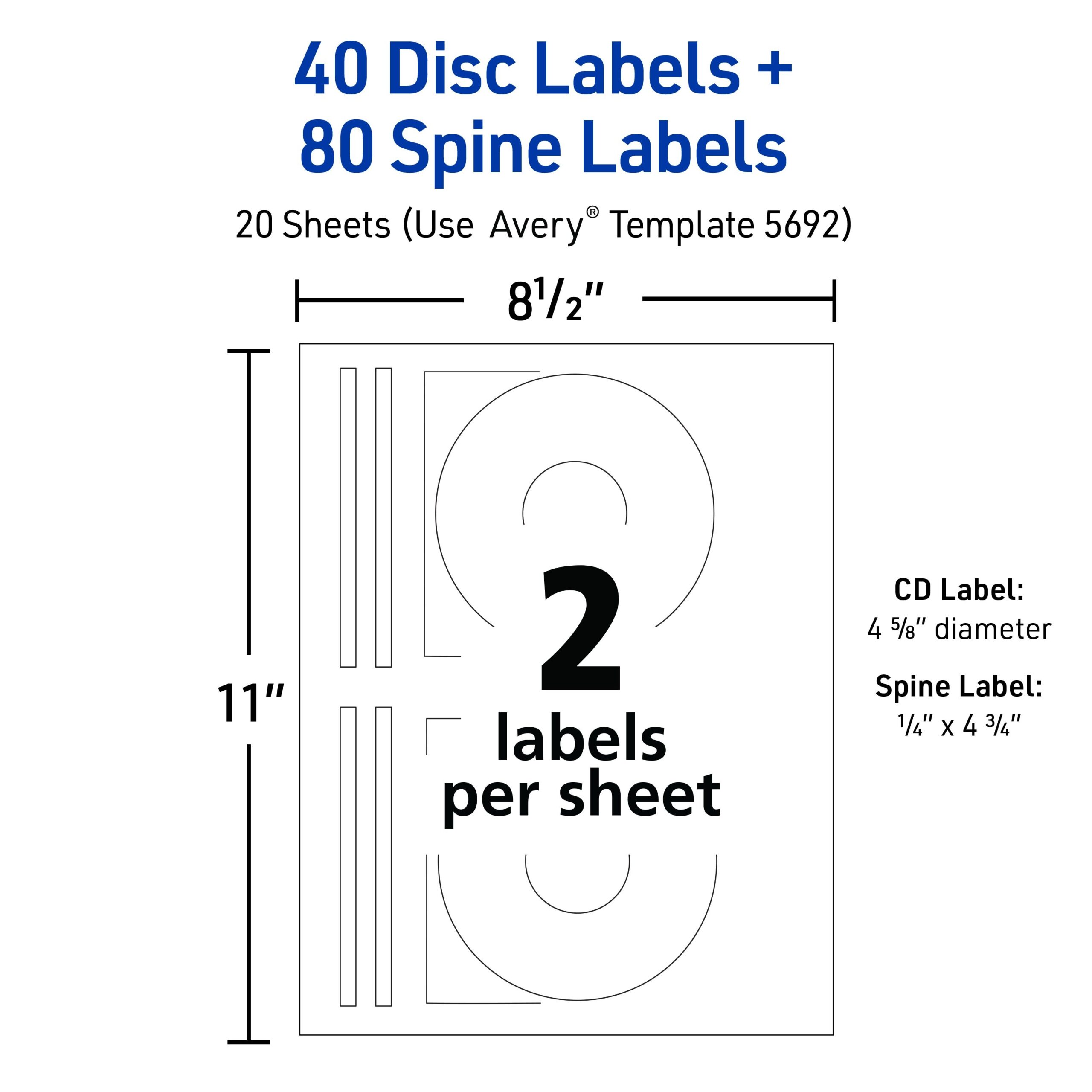 CD Labels 40 Blank CD Labels amp 80 Spine Labels 5692 Avery Avery