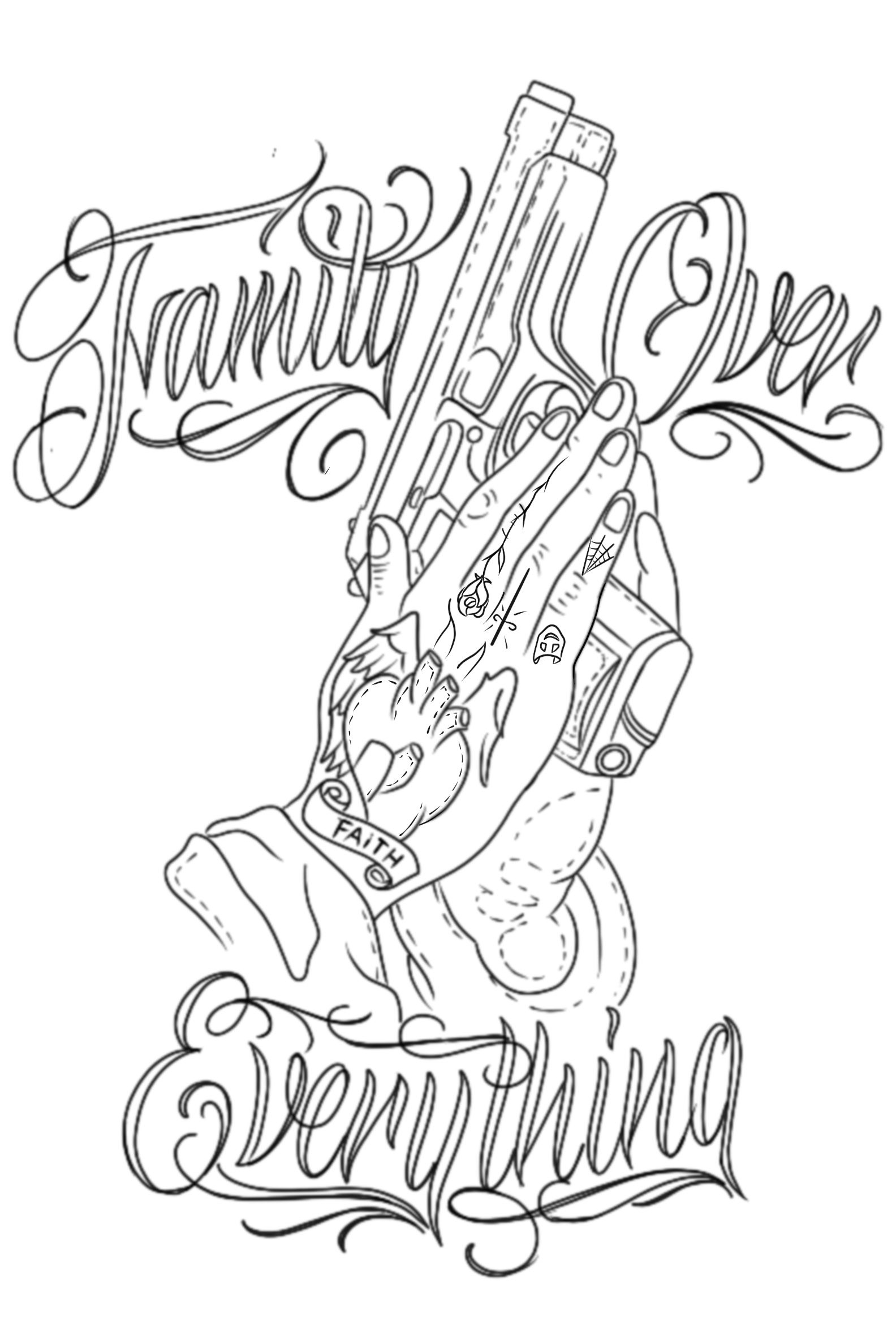 Printable Gangster Tattoo Stencil Outline