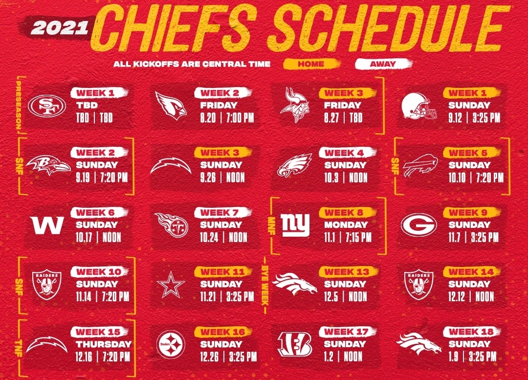 Printable Kc Chiefs Schedule