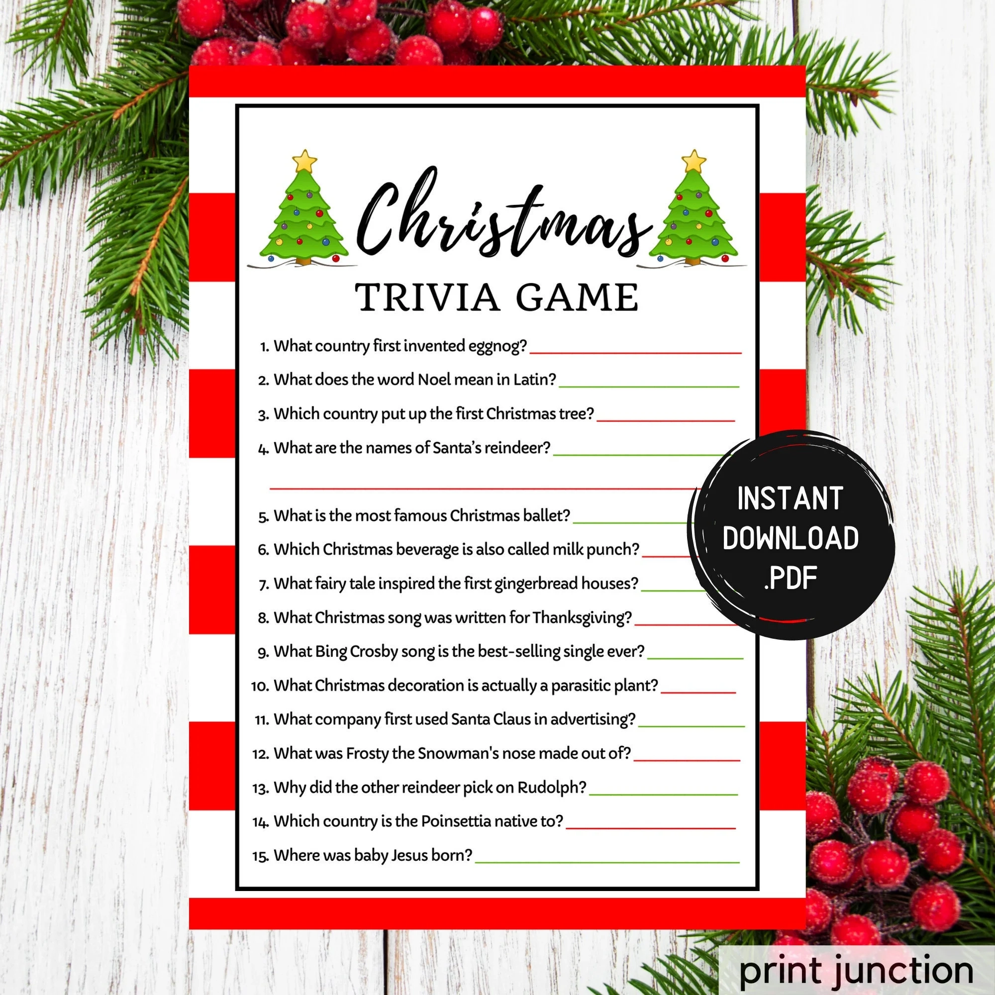 Christmas Trivia Printable