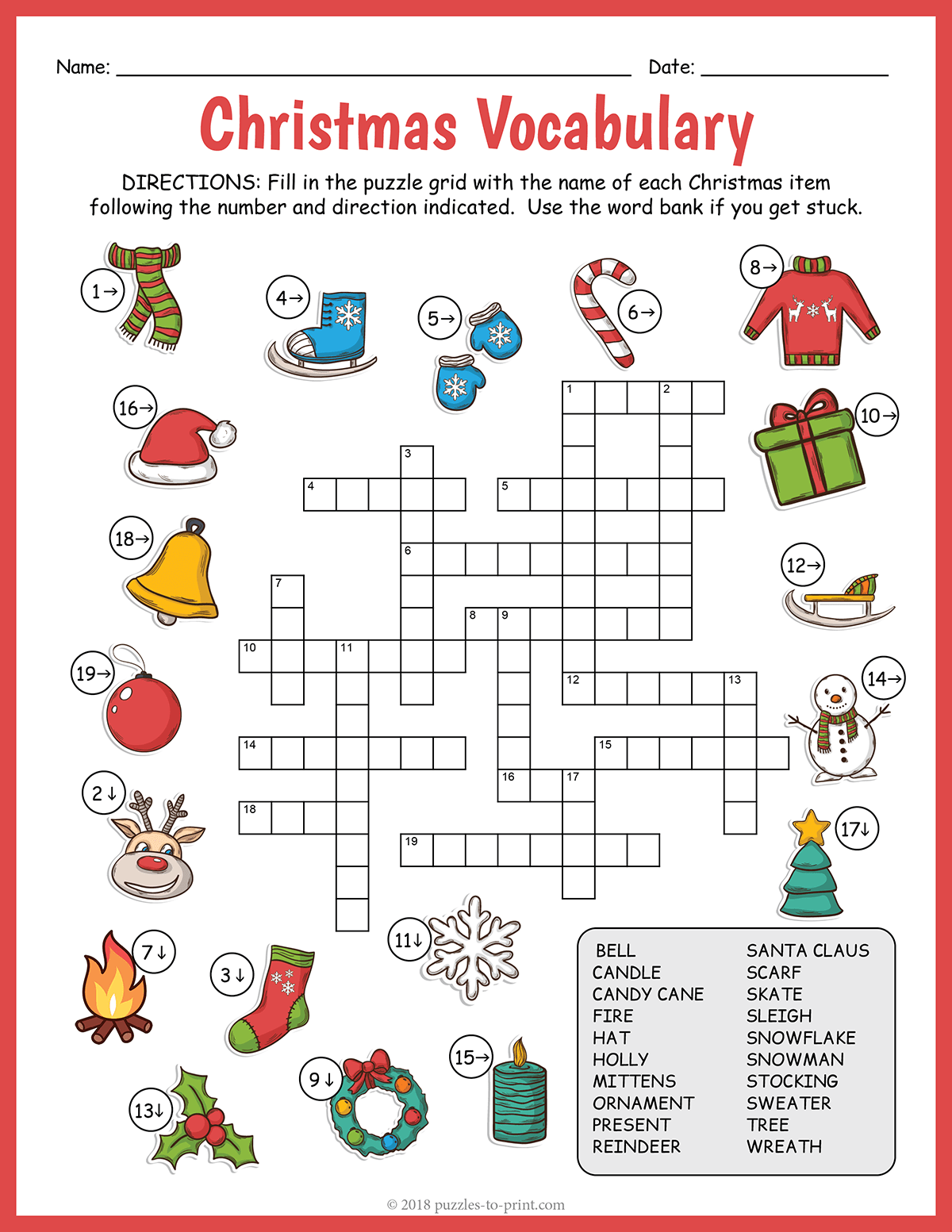 Free Printable Childrens Christmas Crossword Puzzles