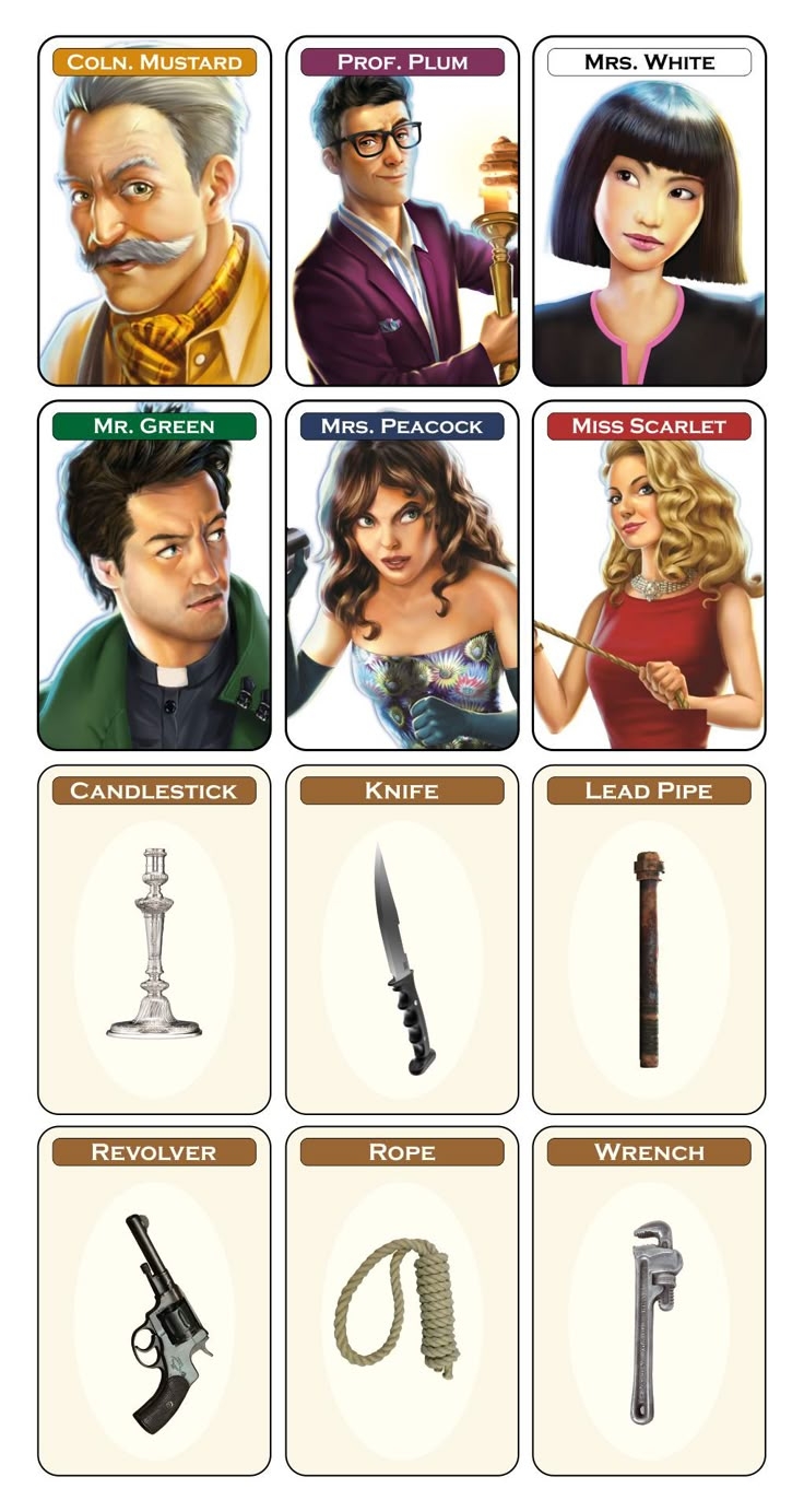 Clue Board Game 10 Free PDF Printables Printablee