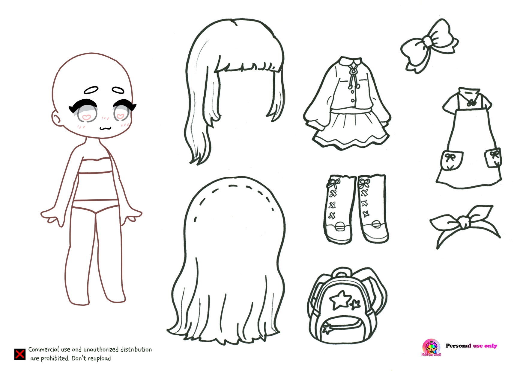 Coloring Pages Gacha Doll Get Ready For School Click To View On 