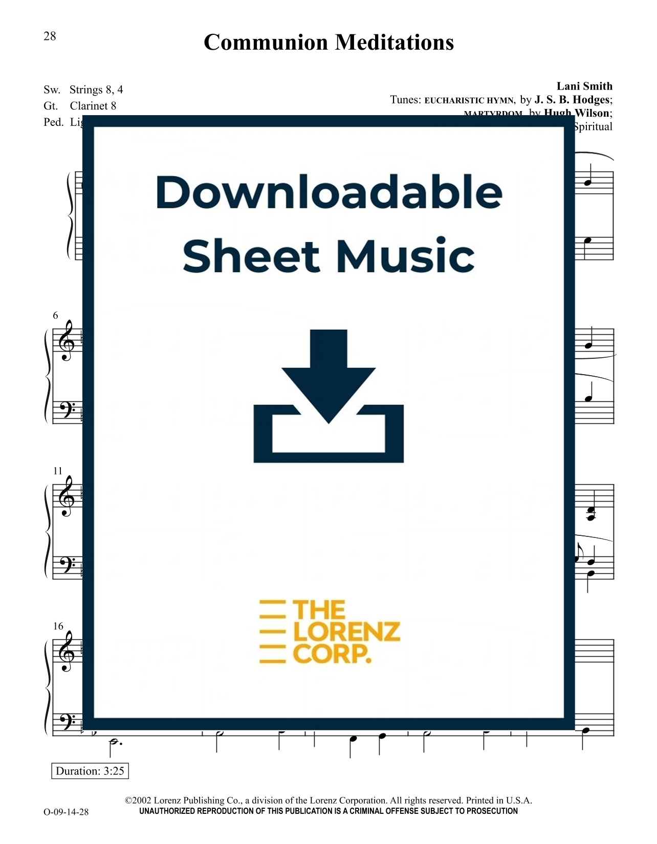 Communion Meditations Organ Sheet Music Digital Download 