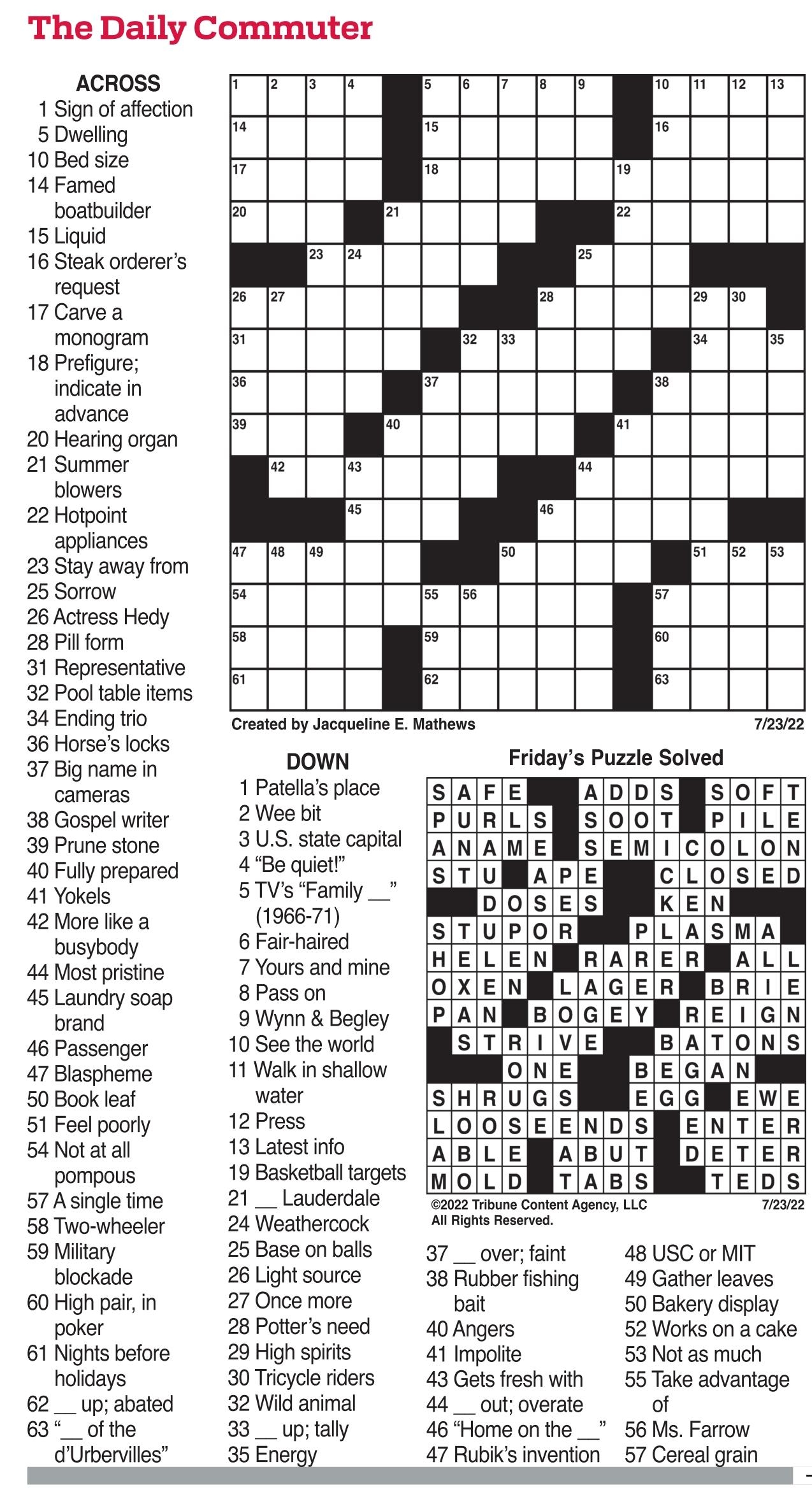 Daily Printable Crossword Puzzles