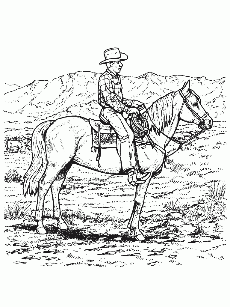 cow boy horse coloring pages