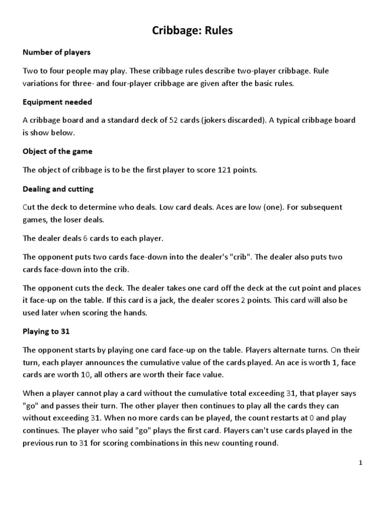 Cribbage PDF Trick Taking Card Games Shedding Type Card Games