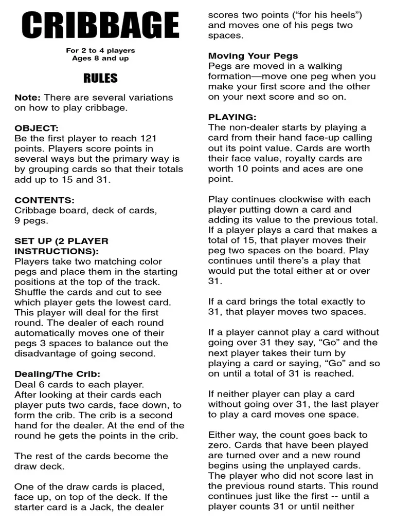 Cribbage Rules PDF