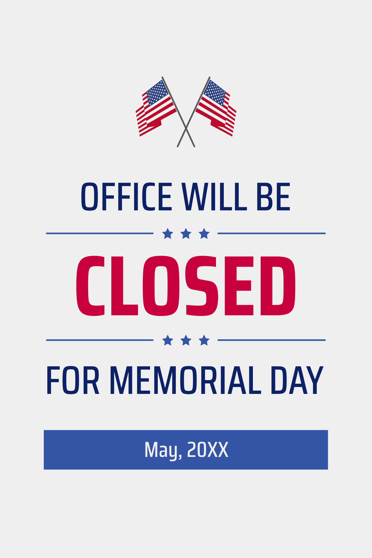 Printable Memorial Day Closed Sign