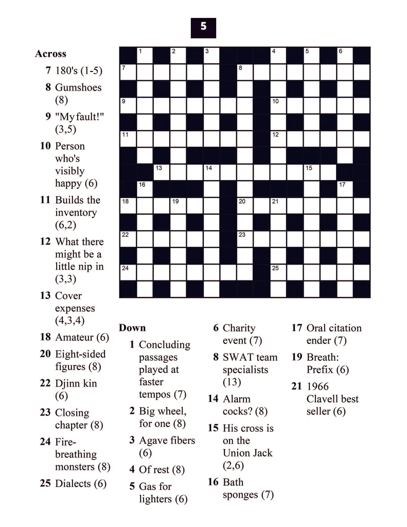 Printable Crossword Puzzles Medium Difficulty