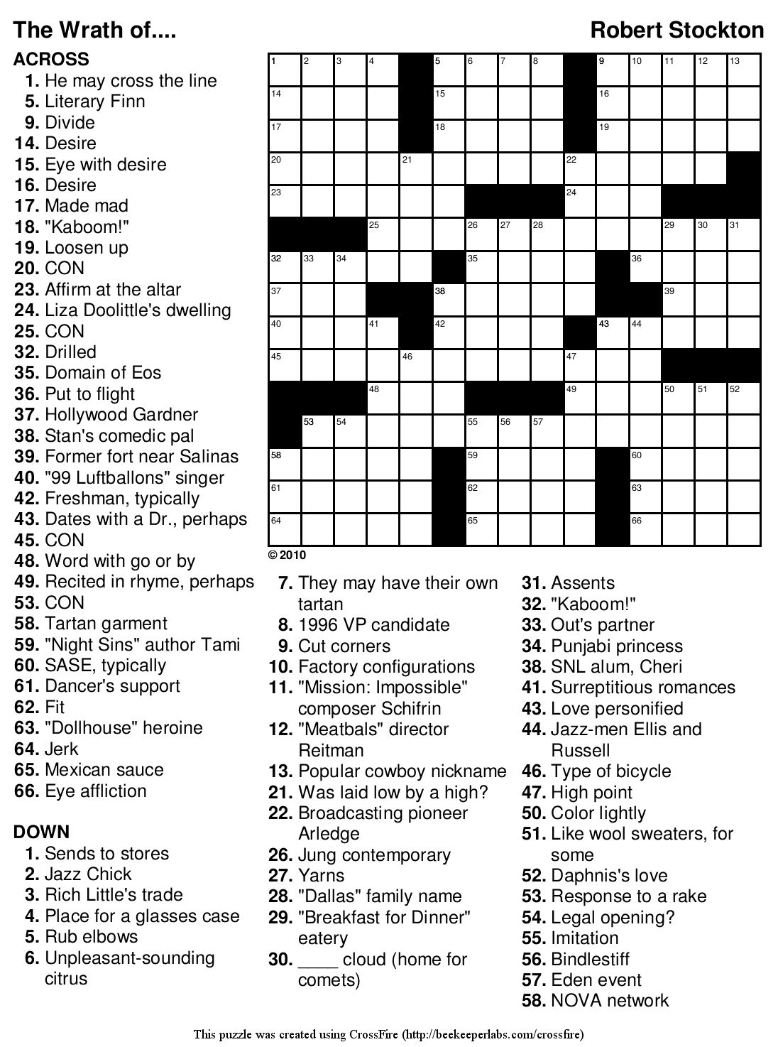 Easy Free Printable Crossword Puzzles