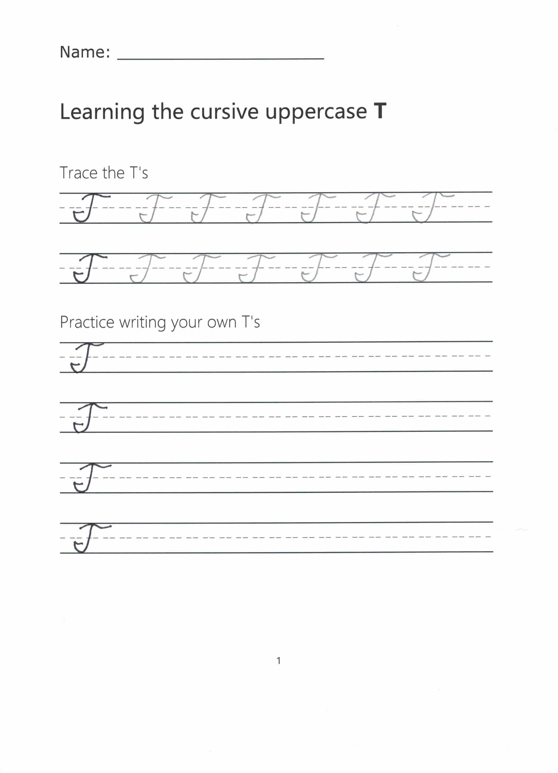Upper Case Cursive T