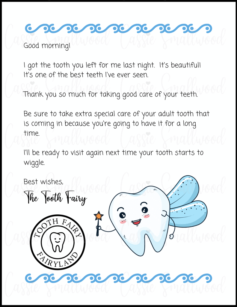 Letter From Tooth Fairy Printable
