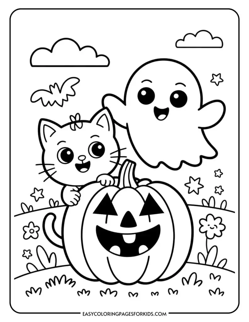 Cute Halloween Ghost Coloring Pages 6 PDF Pages Easy Coloring 