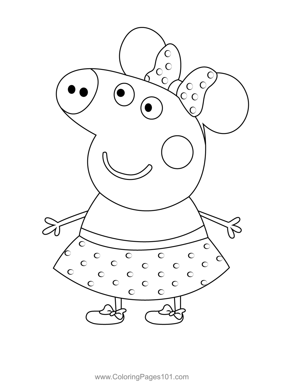 Cute Pig Coloring Page For Kids Free Peppa Pig Printable 