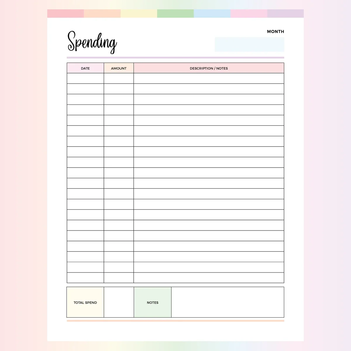 Expense Tracker Printable
