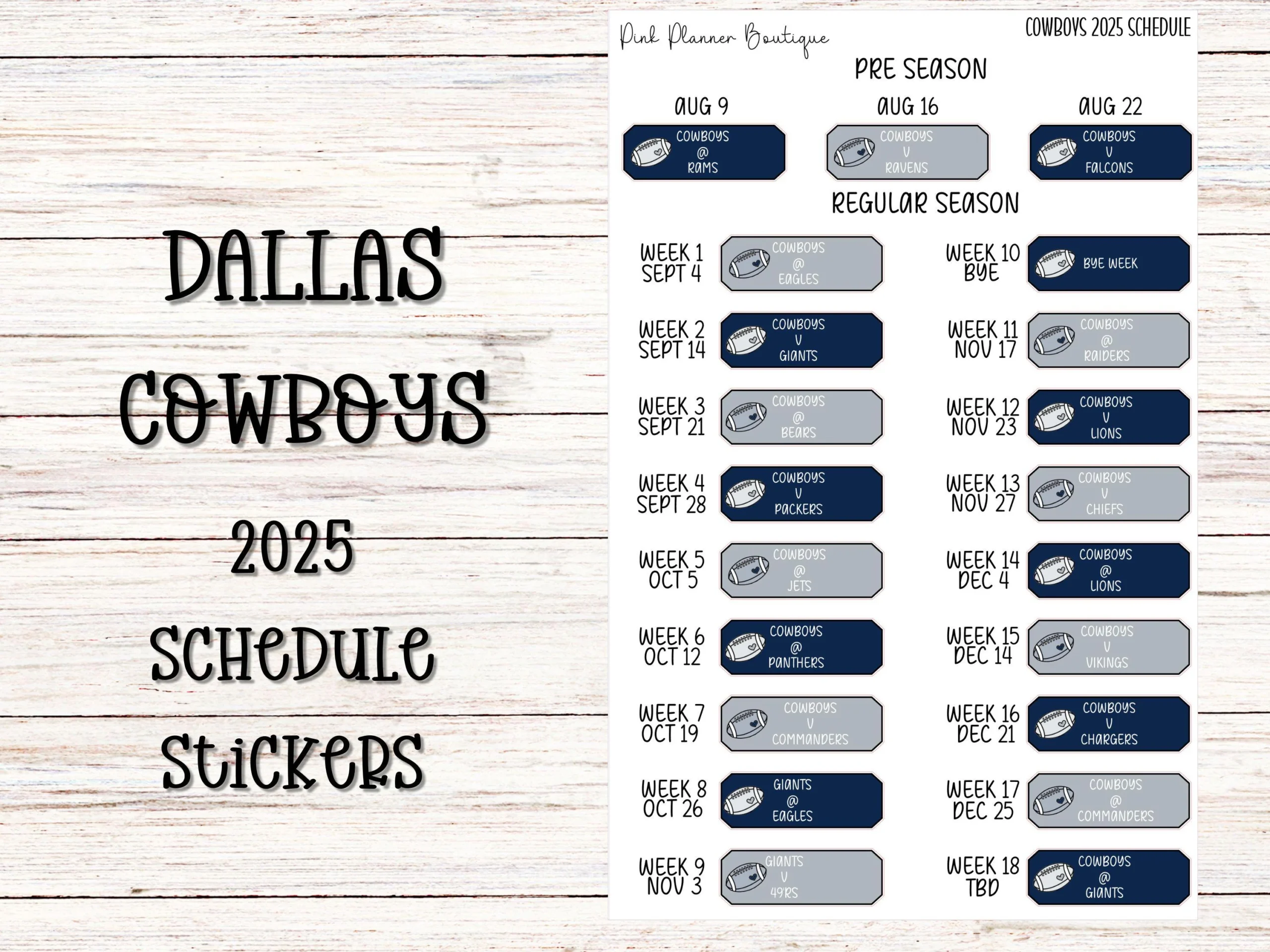 Dallas Cowboys Football Schedule Printable