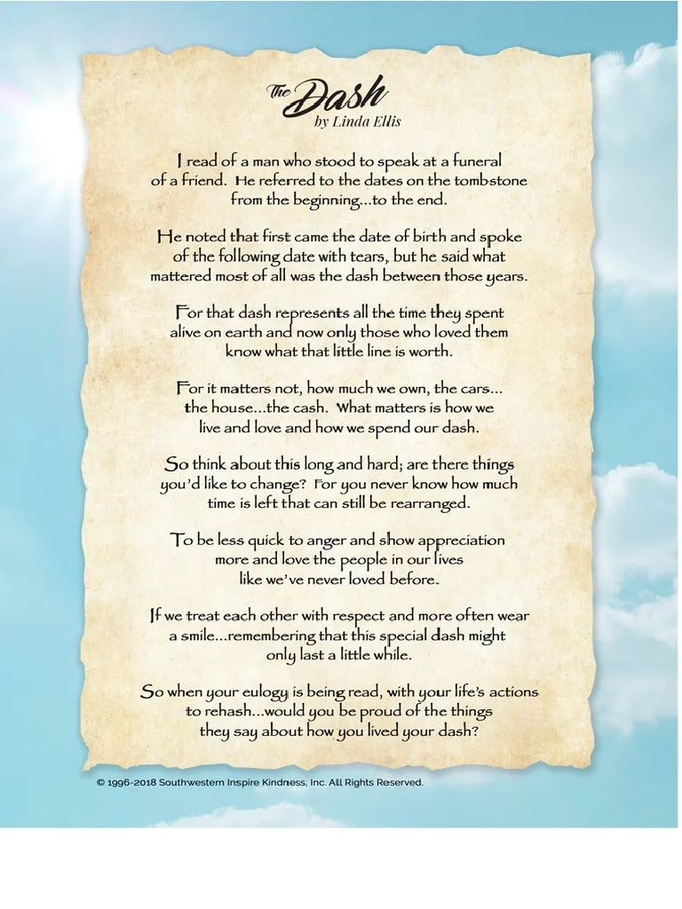 Dash Poem Printable PDF