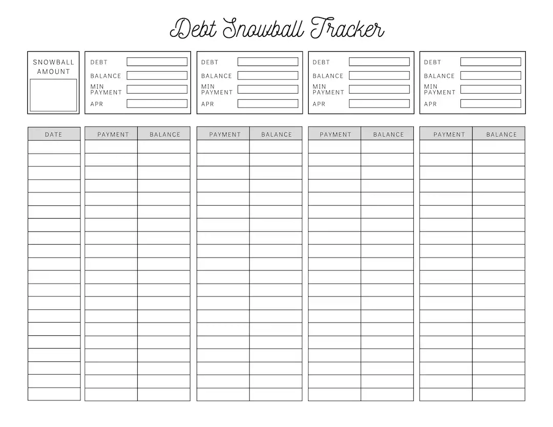 Free Printable Debt Tracker