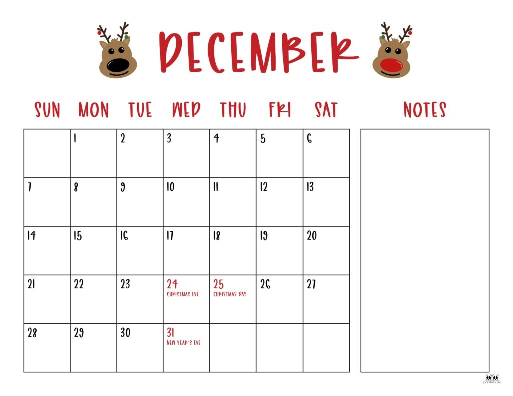 Printable December Calender