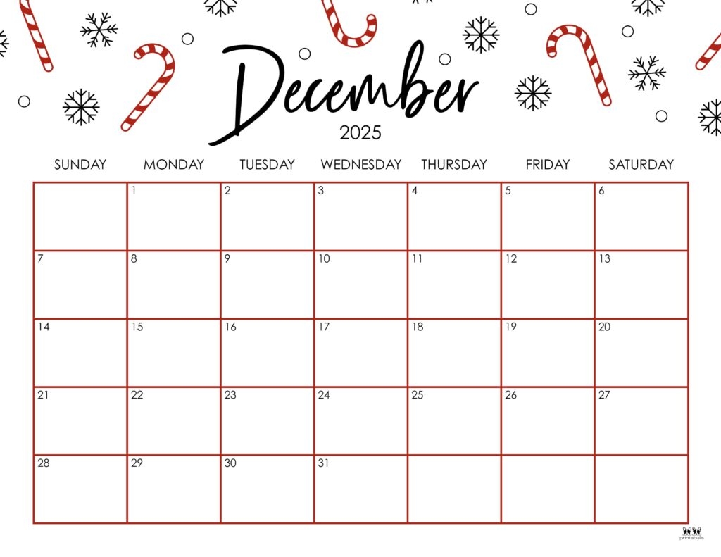 December Calendar Printable