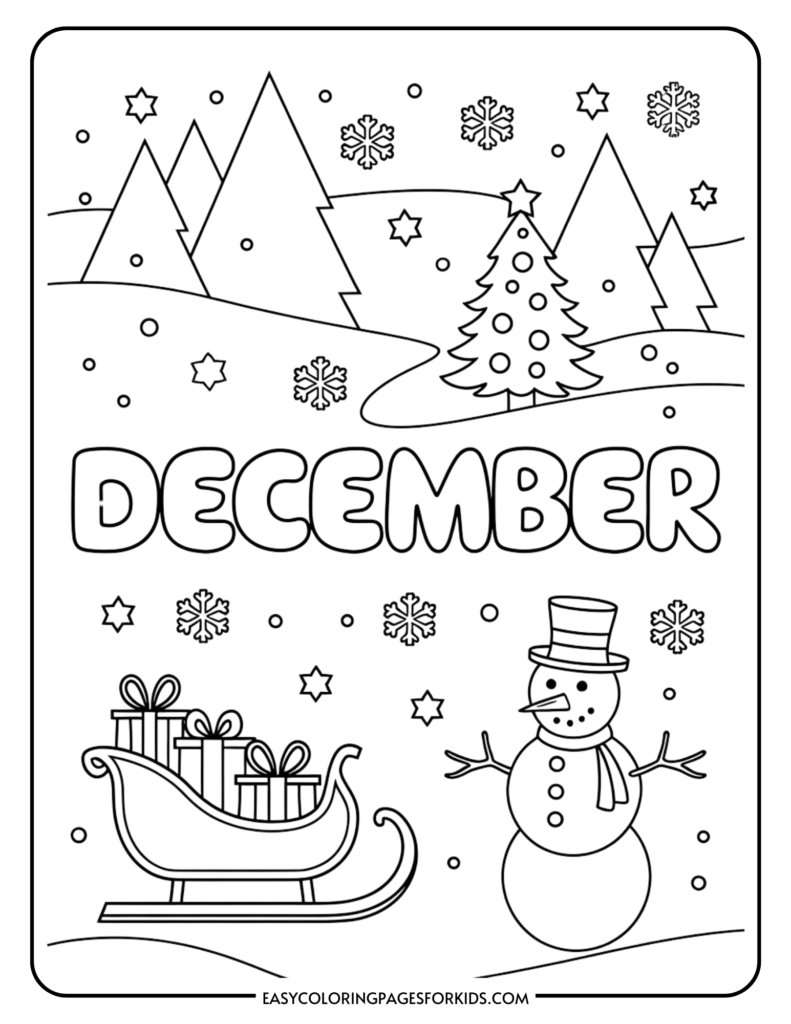 December Coloring Pages For Kids 7 Free Printable Pages Easy 
