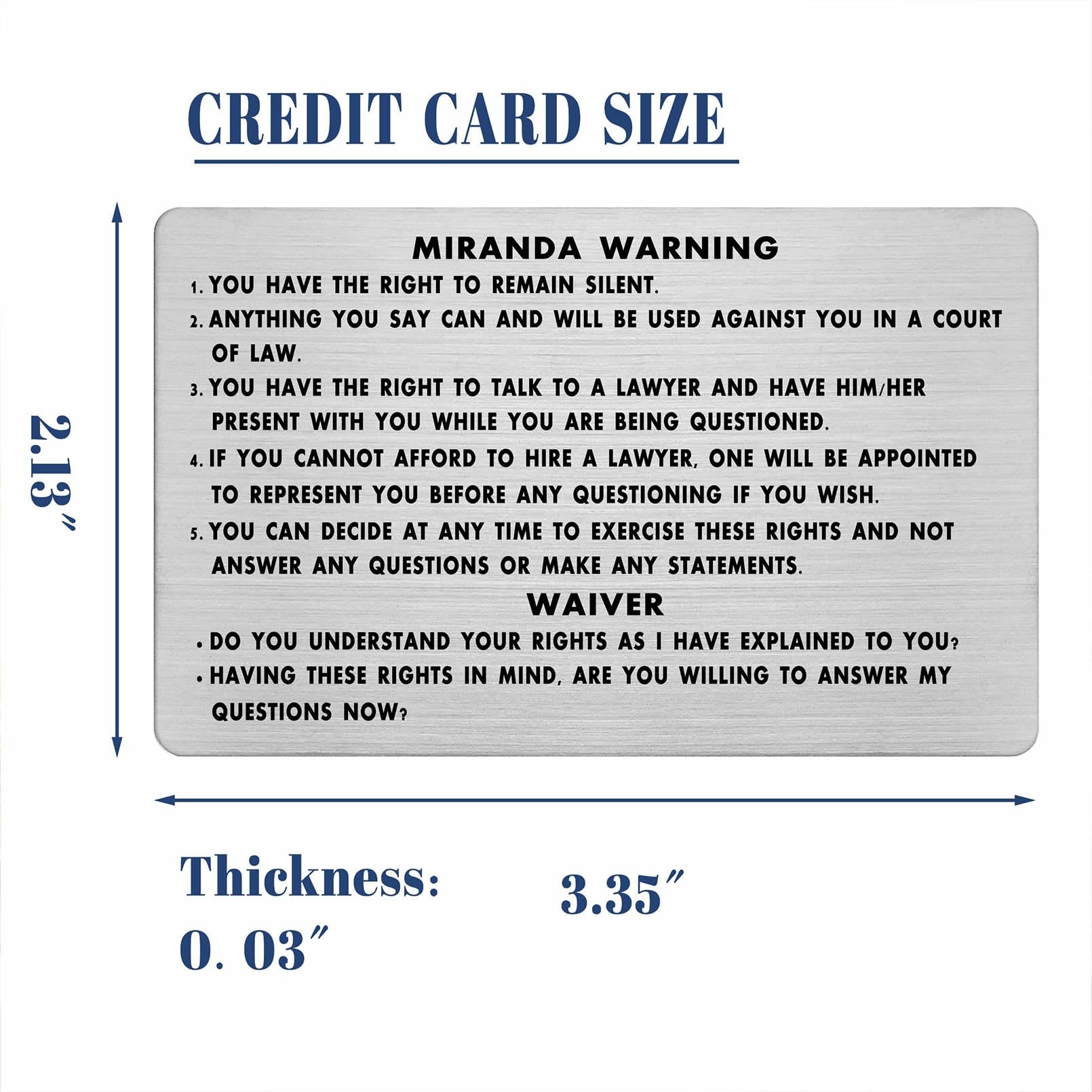 Miranda Warning Card Printable
