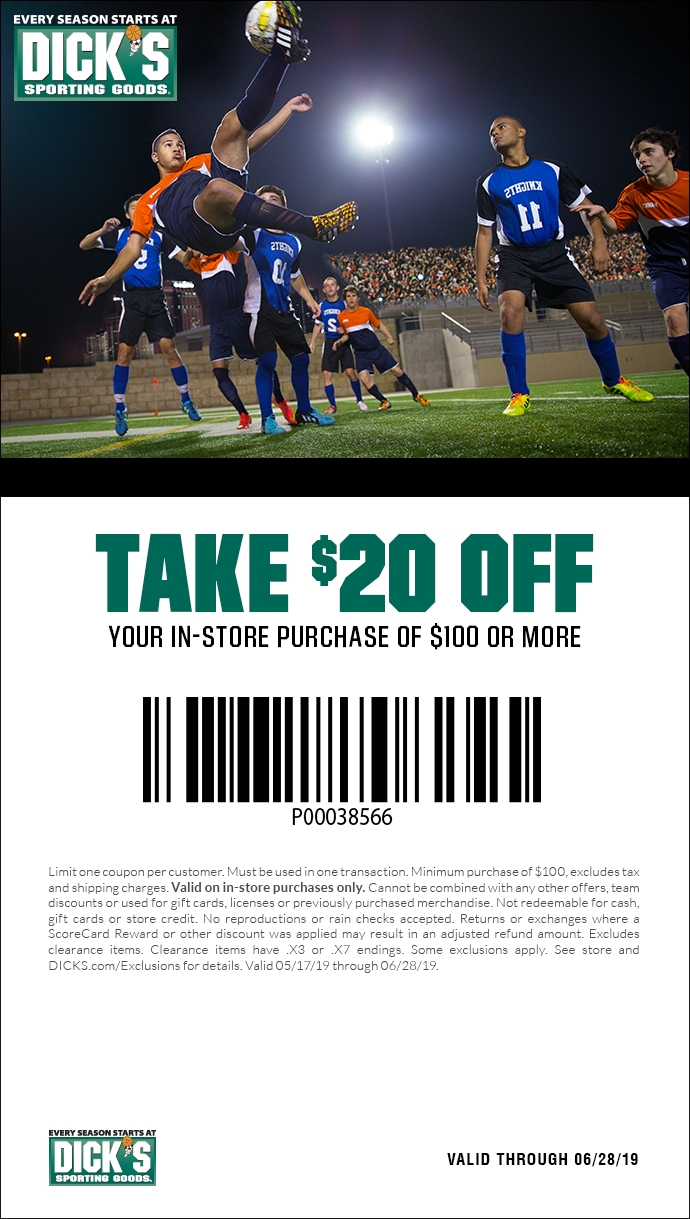 DICK S SPORTING GOODS TAKE 20 OFF YOUR SOCCER PURCHASE OF 