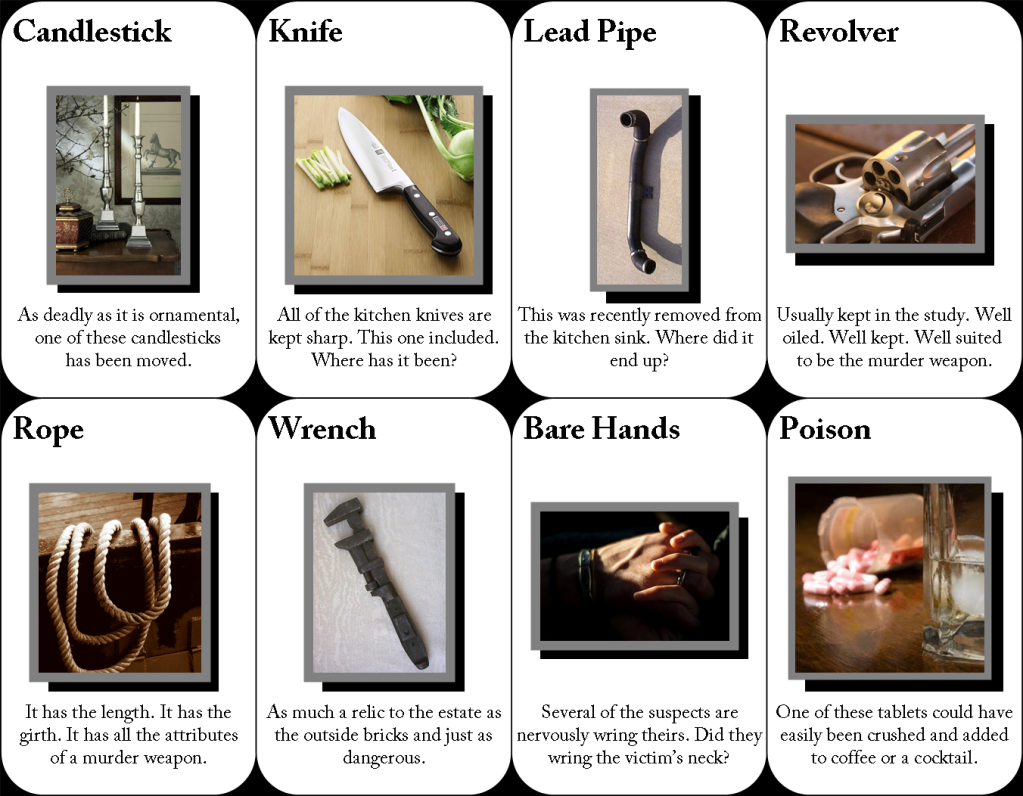 Printable Clue Game Cards