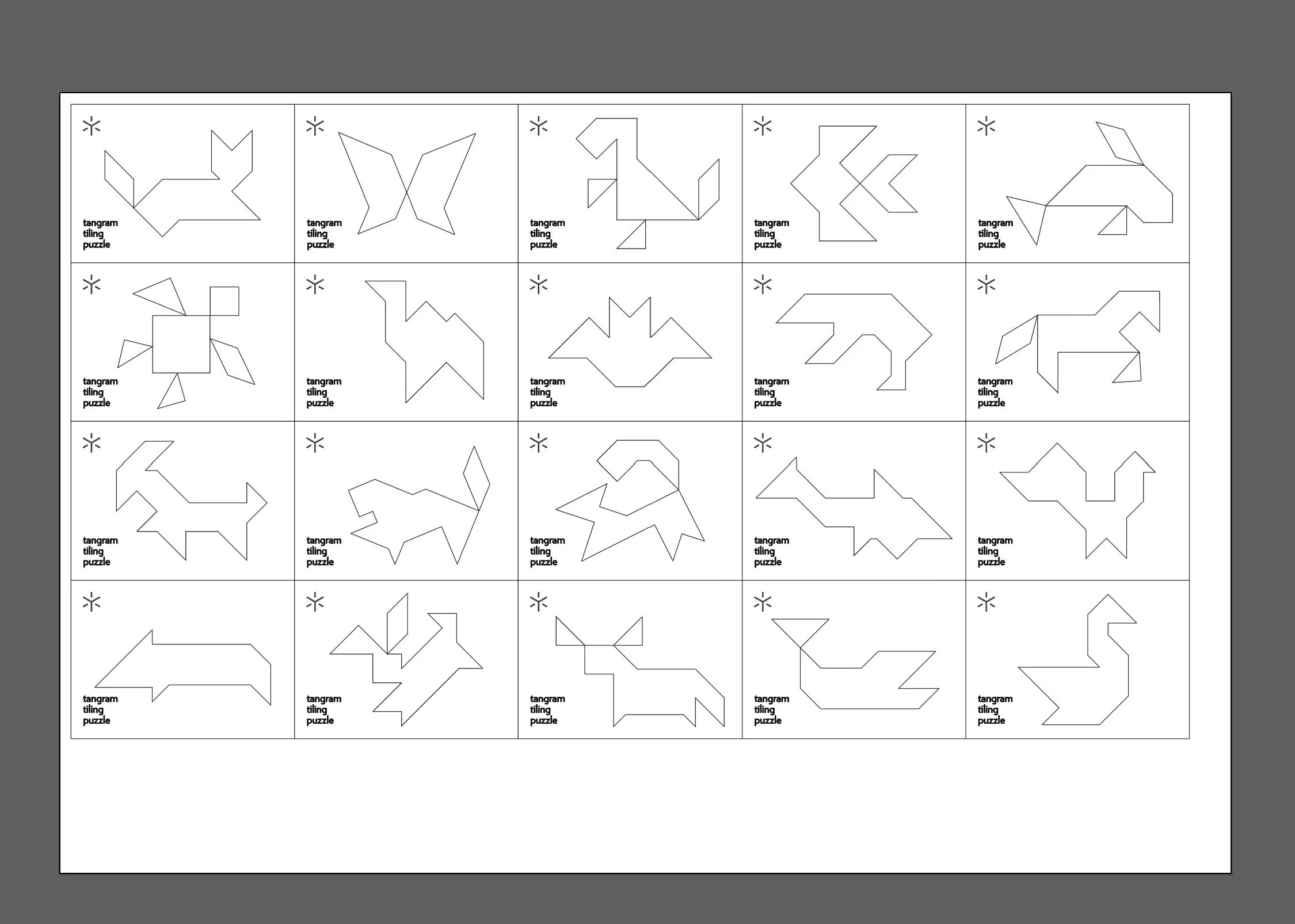 DIY Tangram Puzzle Collection Digital Files For Download Home 