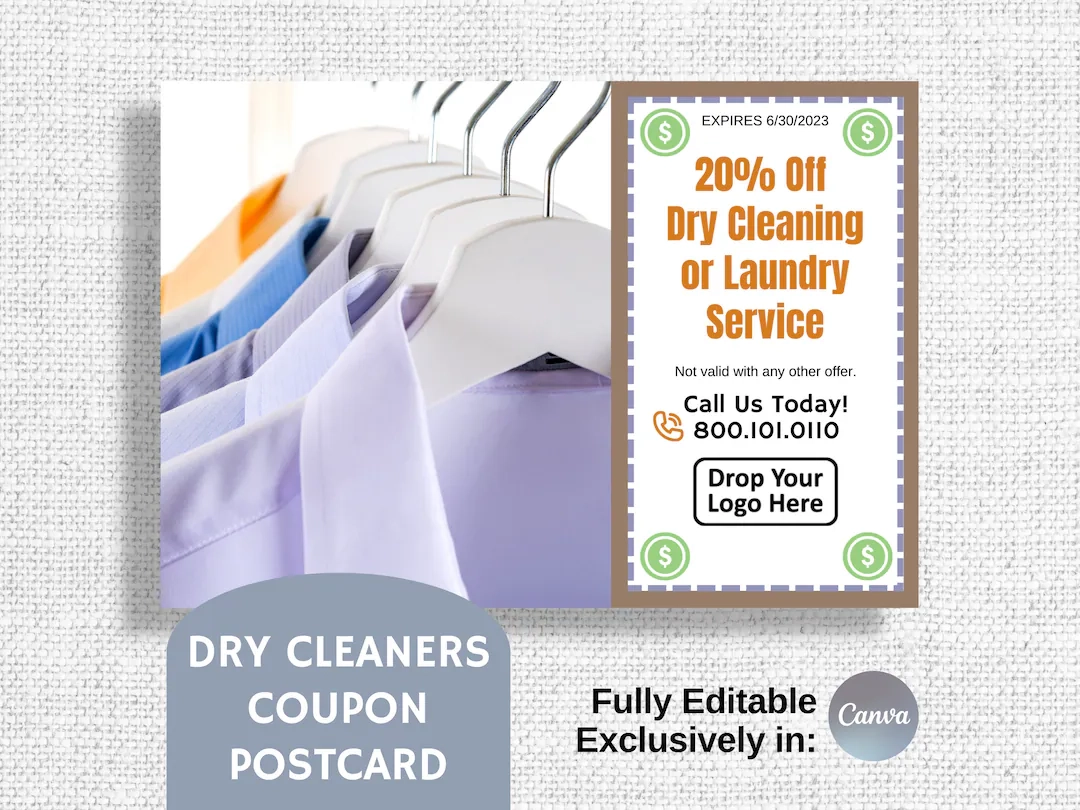 Dry Cleaning Coupon Postcard Marketing Mailer Fully Editable In 