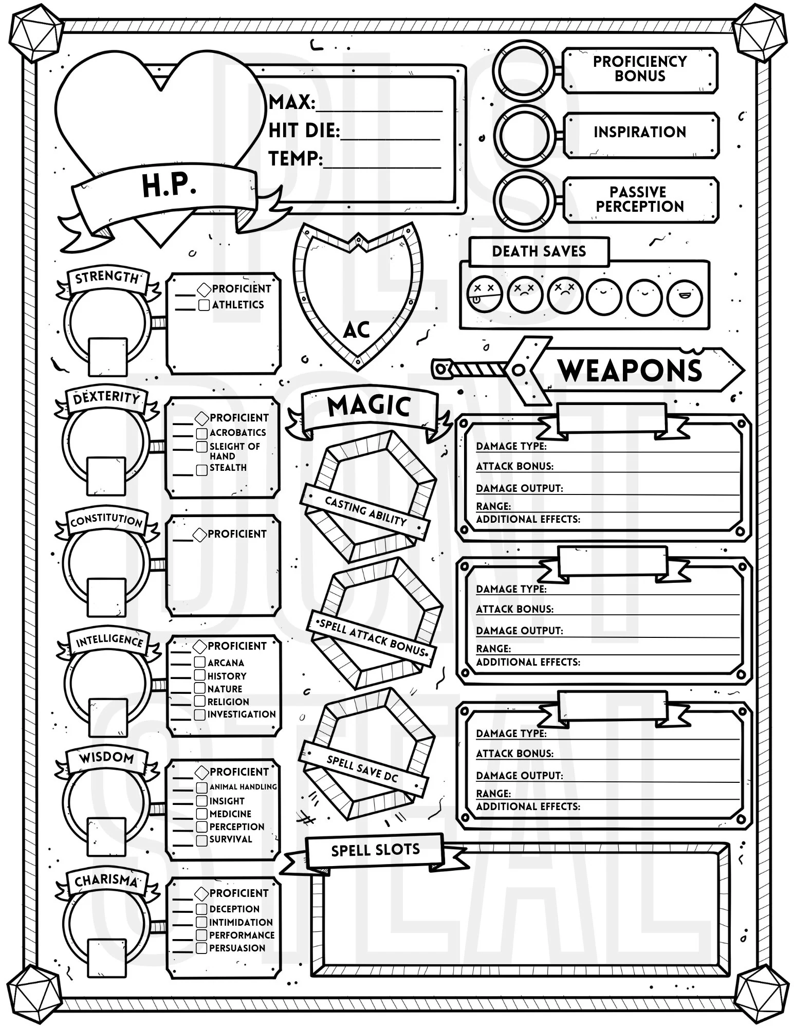 Printable Dnd Character Sheet Pdf