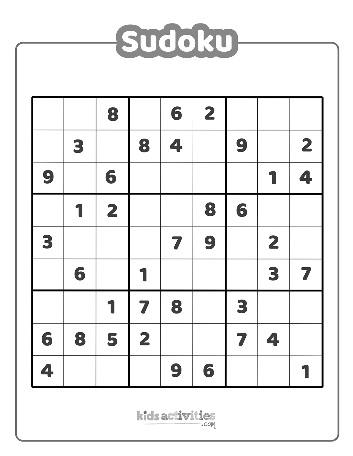 Printable Hard Sudoku