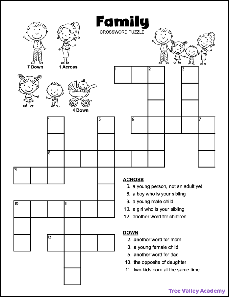 Printable Crossword Puzzle For 10 Year Old