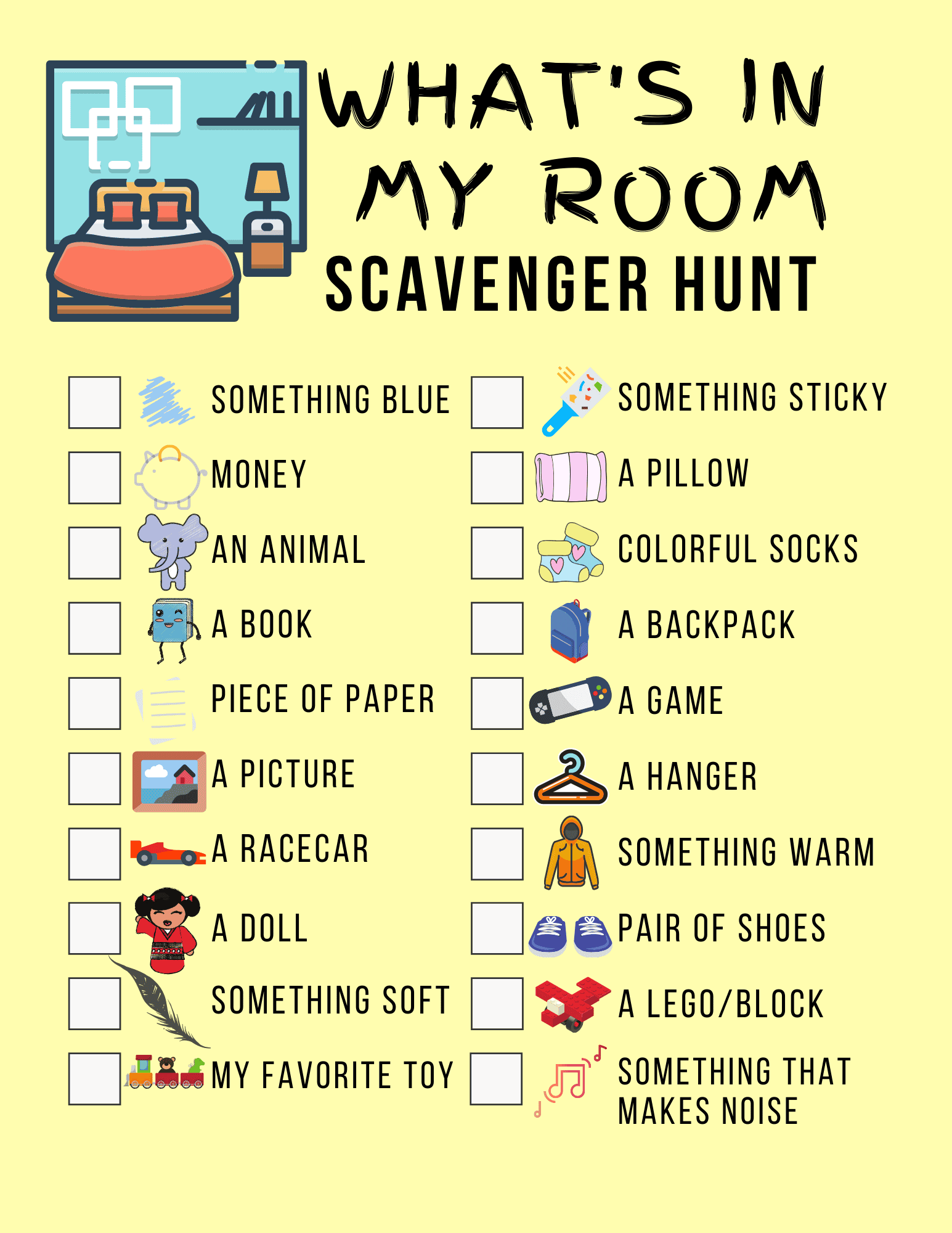Indoor Scavenger Hunt Printable