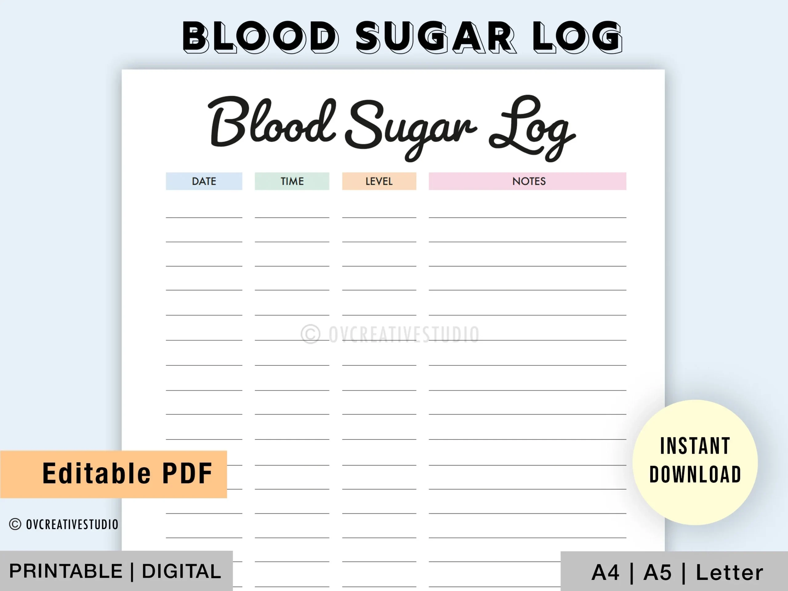 Blood Sugar Log Printable
