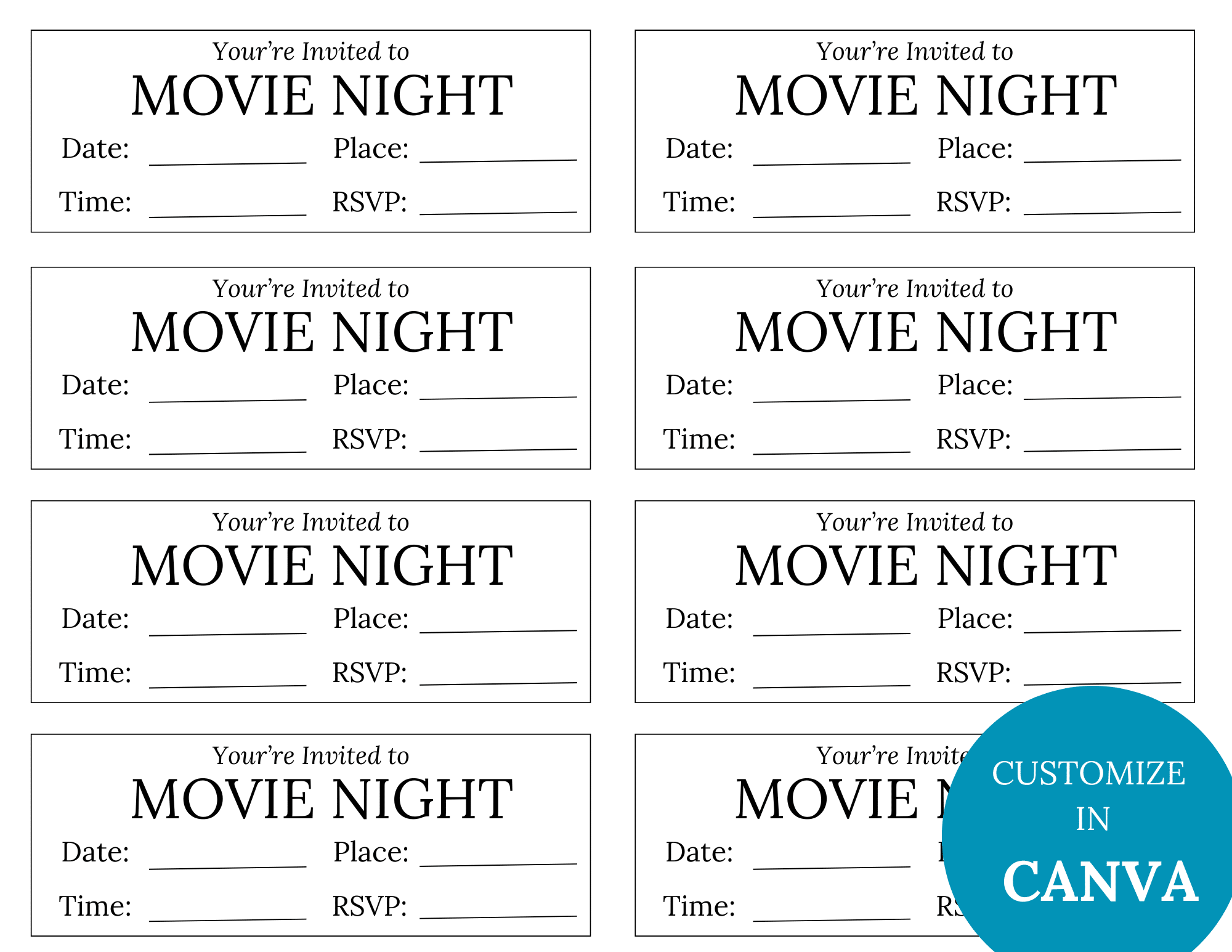Movie Ticket Printable