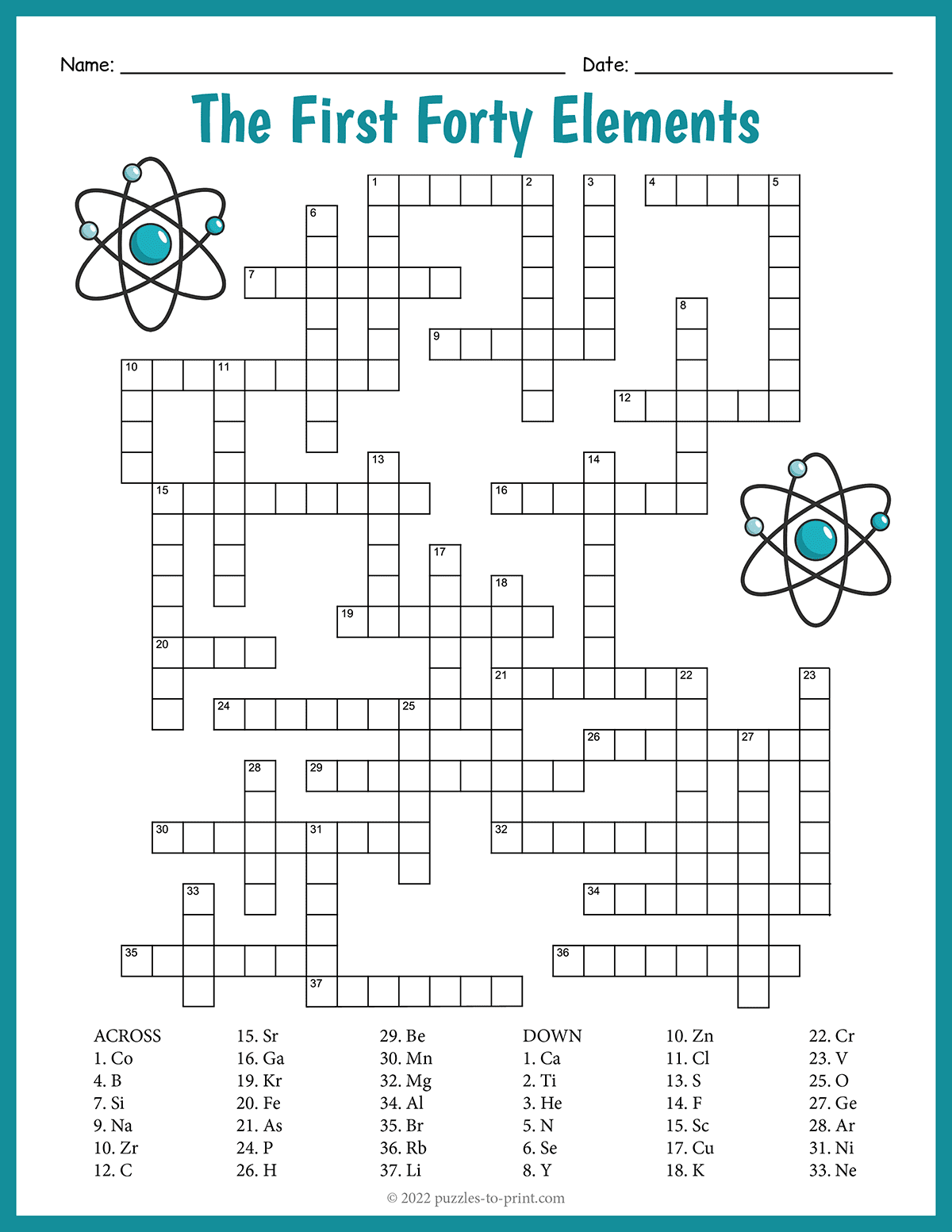 Elements Crossword
